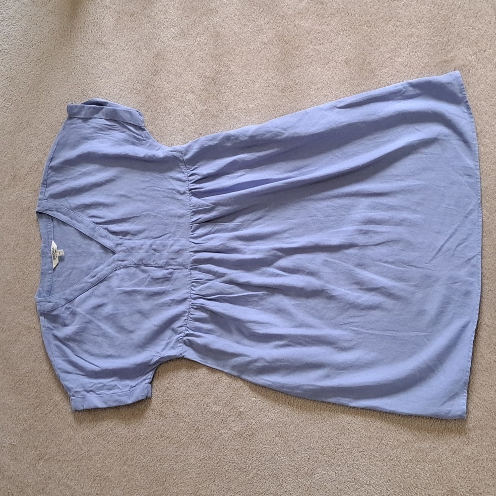 NWOT Briggs New York Blue Linen Dress Small V-neck Short Sleeved - Picture 13 of 13